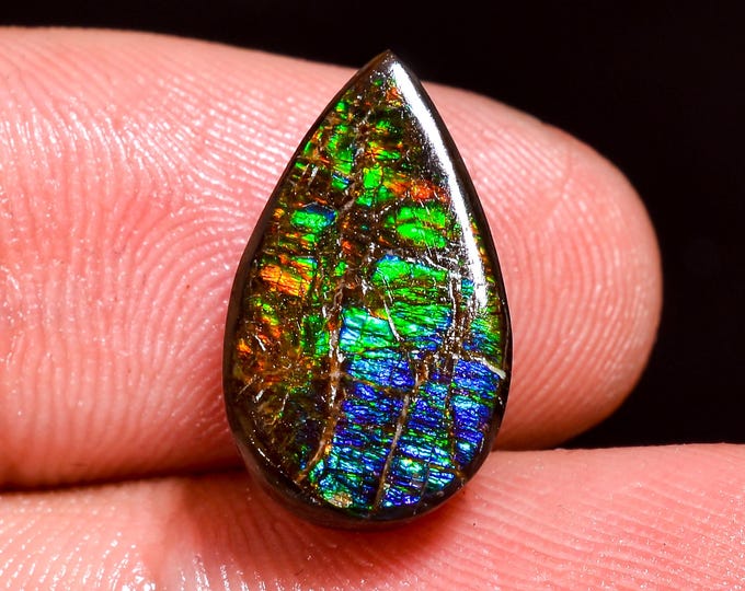 Incredible Top Grade Quality 100% Natural Ammolite Pear Shape Cabochon Loose Gemstone For Making Jewelry 15X9X5 MM 07.50 Cts. KR41-39