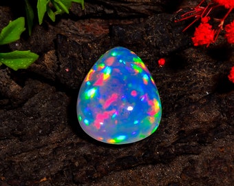 28.50 Ct White Crystal Opal | Natural Pear Cabochon Ethiopian Gemstone KR40-8
