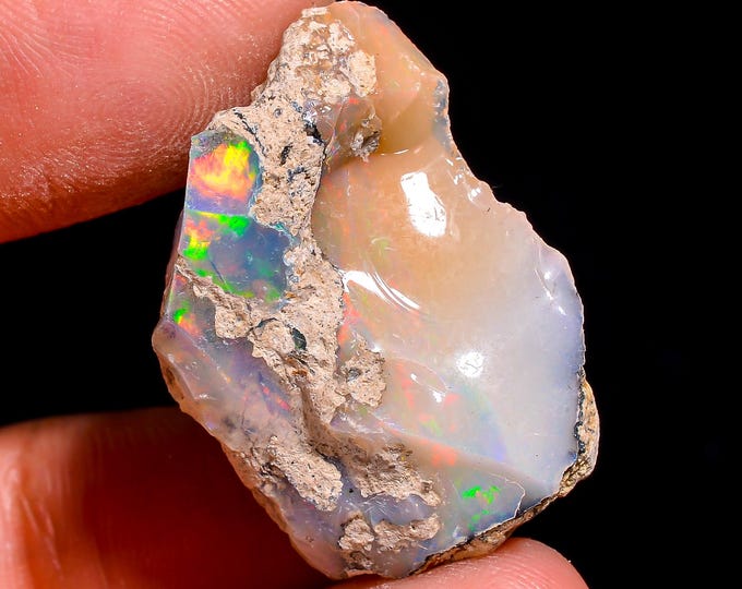 AAA+ Grade Natural Ethiopian Opal Rough Lot, Welo Fire Opal Raw, Opal Crystal, Raw Opal Stone Opal, Dry Opal Gemstone Raw 24 Cts.
