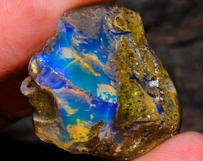 Opal Rough Gemstone, Natural Crystal Opal Rough,Welo Fire Crystal Opal, Flashy Fire Specimens Ethiopian Opal Raw, Oil Opal Rough, 14.50 Cts.