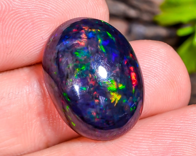 Amazing Top Grade Quality 100% Natural Black Ethiopian Opal Oval Shape Cabochon Loose Gemstone For Making Jewelry 19X14X7MM 09.50 Cts KR4025