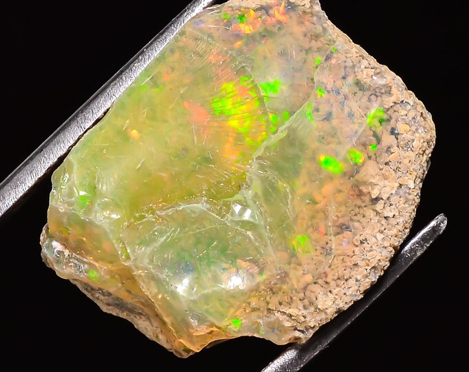 11.05 Cts. 100% Natural Welo Fire Ethiopian Opal Rough Loose Gemstone 20X16X09 MM