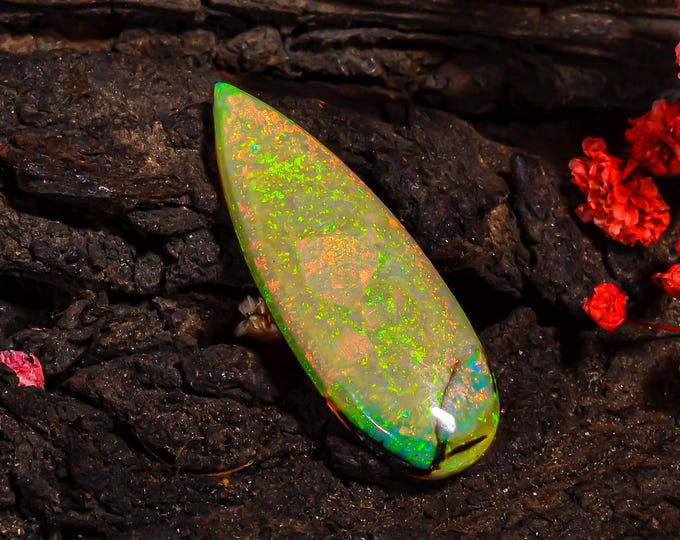 Monarch Opal Sterling Fine Opal Gems Pear Shape Cabochon Loose Gemstone For Making Jewelry 34X12X4 MM 08.00 Cts. KR43-12