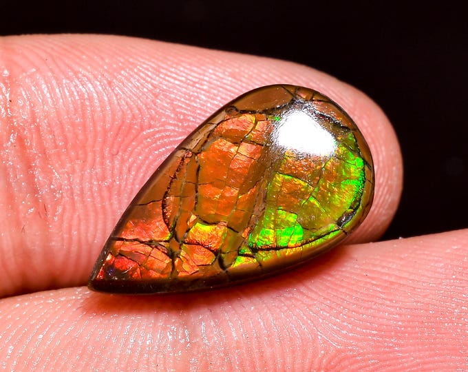 Marvellous Top Grade Quality 100% Natural Ammolite Pear Shape Cabochon Loose Gemstone For Making Jewelry 18X10X4 MM 07.50 Cts. KR41-40