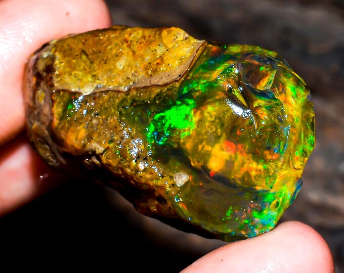 Opal Rough Gemstone, Natural Crystal Opal Rough,Welo Fire Crystal Opal, Flashy Fire Specimens Ethiopian Opal Raw, Oil Opal Rough,53.50 Cts.