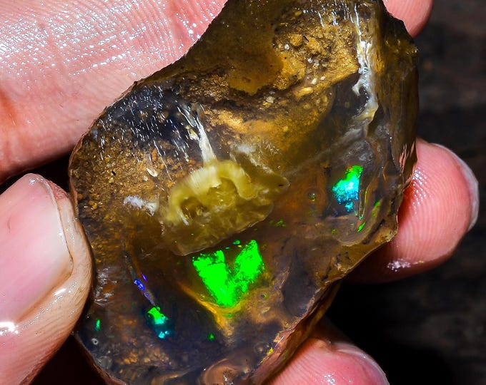 Opal Rough Gemstone, Natural Crystal Opal Rough,Welo Fire Crystal Opal, Flashy Fire Specimens Ethiopian Opal Raw, Oil Opal Rough,168.50 Cts.