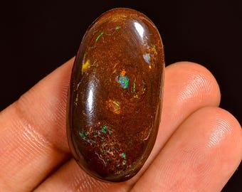Natural Boulder Opal Cabochon: Oval Gemstone for Jewelry Making (30X16X8 MM, 32 Cts.)