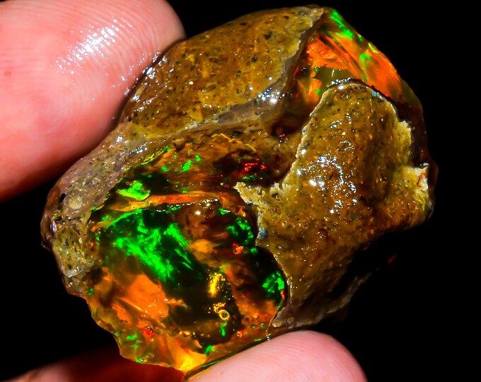 Opal Rough Gemstone, Natural Crystal Opal Rough,Welo Fire Crystal Opal, Flashy Fire Specimens Ethiopian Opal Raw, Oil Opal Rough, 40.50 Cts.