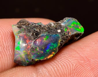 Amazing Top Grade Quality 100% Natural Welo Fire Black Ethiopian Opal Rough Loose Gemstone For Making Jewelry 18X12X8 MM 7 Cts. KR04-1