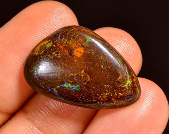 Natural Boulder Opal Cabochon: Jewelry Making Gemstone (22X15X5 MM, 14.50 Cts.)