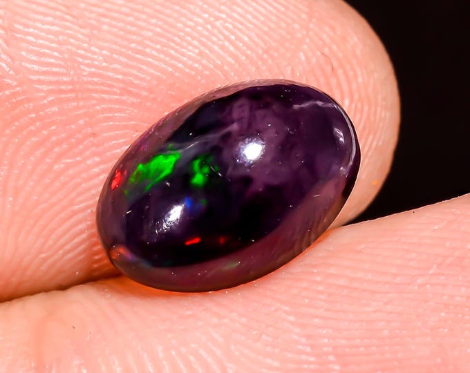 Natural Fire Black Ethiopian Opal Oval Gemstone 11x7x4 MM 1.5 Ct