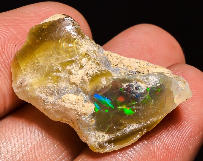 24.00 Cts. 100% Natural Welo Fire Ethiopian Opal Rough Loose Gemstone 26x14x12 MM