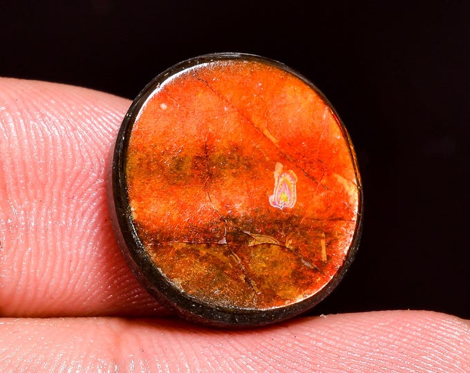 Superb Top Grade Quality 100% Natural Ammolite Oval Shape Cabochon Loose Gemstone For Making Jewelry 16X15X5 MM 12.00 Cts. KR41-44