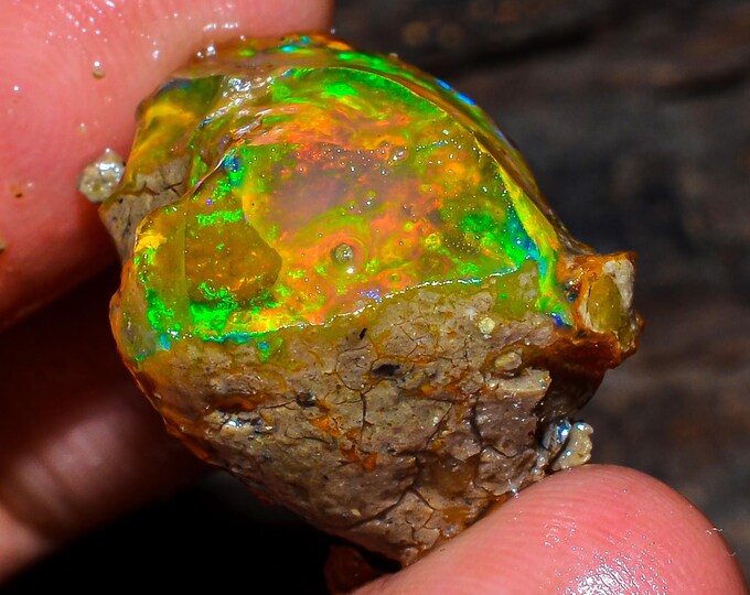 Opal Rough Gemstone, Natural Crystal Opal Rough,Welo Fire Crystal Opal, Flashy Fire Specimens Ethiopian Opal Raw, Oil Opal Rough, 21.00 Cts.