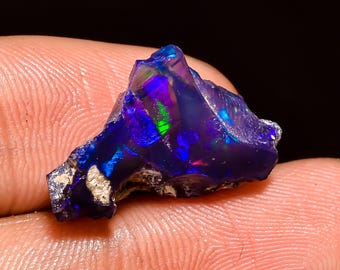 Incredible Top Grade Quality 100% Natural Welo Fire Blue Ethiopian Opal Rough Loose Gemstone For Making Jewelry 21X14X6 MM 7 Cts. KR04-14