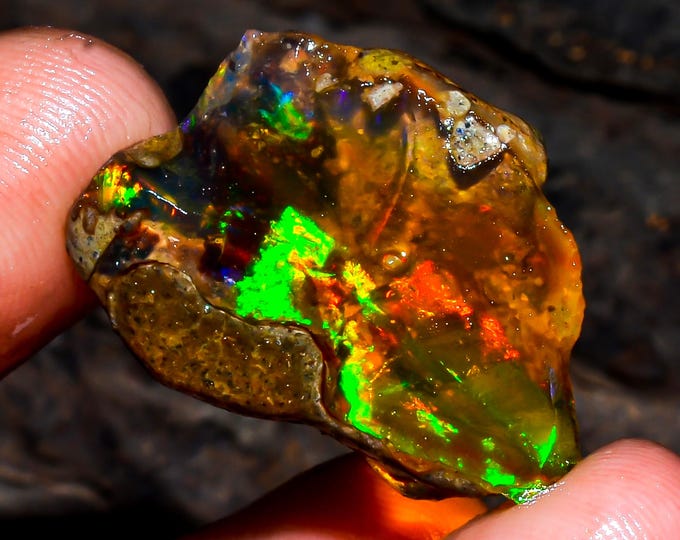 Opal Rough Gemstone, Natural Crystal Opal Rough,Welo Fire Crystal Opal, Flashy Fire Specimens Ethiopian Opal Raw, Oil Opal Rough, 14.50 Cts.