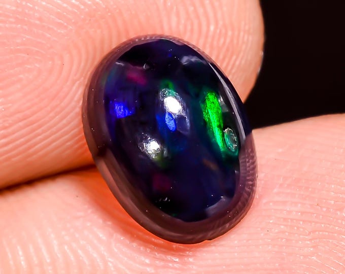 Natural Fire Black Ethiopian Opal Oval Gemstone 10x07x04 MM 1.5 Ct