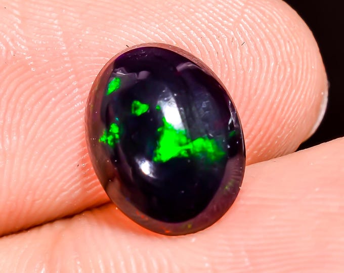 Natural Fire Black Ethiopian Opal Oval Gemstone 11x08x04 MM 1.5 Ct