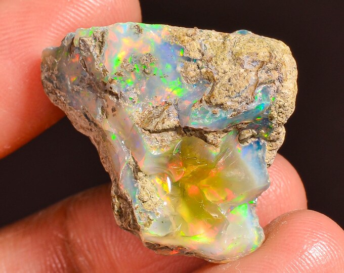Elegant Top Grade Quality 100% Natural Welo Fire Ethiopian Opal Fancy Rough Loose Gemstone For Making Jewelry 25X21X20 MM 37.50 Cts. KR57-17