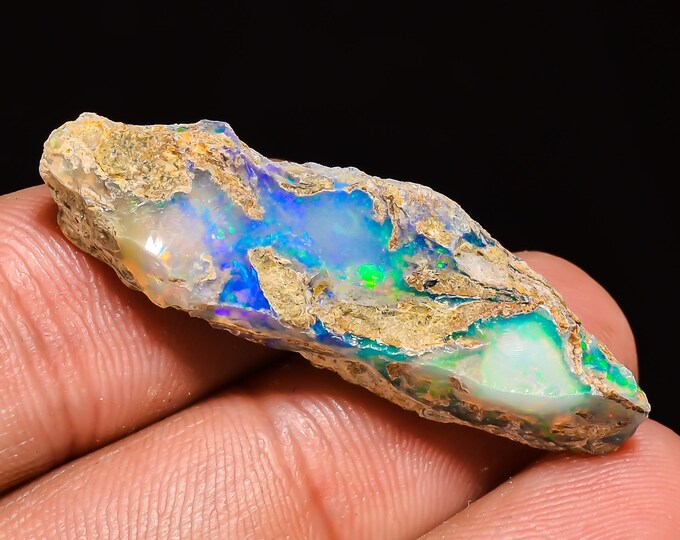 18.5 Cts. 100% Natural Welo Fire Ethiopian Opal Rough Loose Gemstone 36x11x10 MM