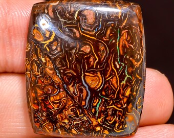 Natural Koroit Boulder Opal Cabochon: Australian Gemstone (29X25X6 MM, 55 Cts)