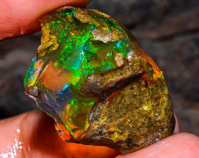 Opal Rough Gemstone, Natural Crystal Opal Rough,Welo Fire Crystal Opal, Flashy Fire Specimens Ethiopian Opal Raw, Oil Opal Rough, 15.00 Cts.