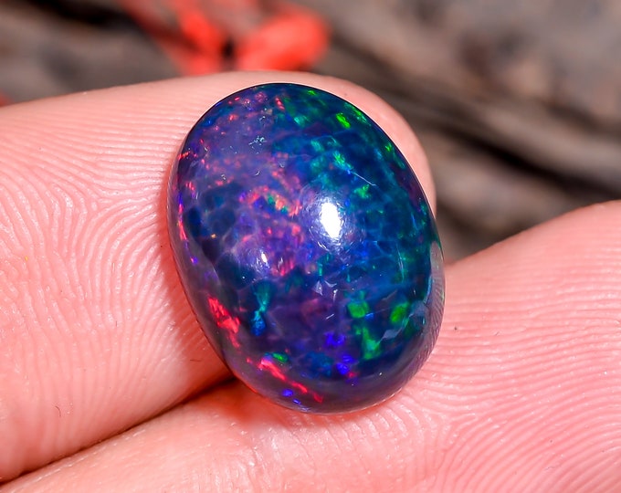 Exclusive Top Grade Quality 100% Natural Black Ethiopian Opal Oval Shape Cabochon Gemstone For Making Jewelry 15X11X6 MM 05.00 Cts. KR40-32