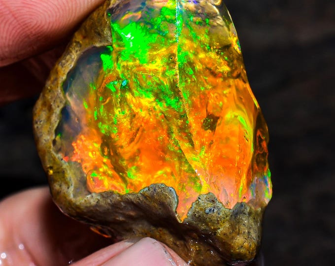 Opal Rough Gemstone, Natural Crystal Opal Rough,Welo Fire Crystal Opal, Flashy Fire Specimens Ethiopian Opal Raw, Oil Opal Rough,67.00 Cts.