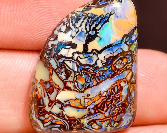 Immaculate Top Grade Quality 100% Natural Boulder Opal Fancy Shape Cabochon Loose Gemstone For Making Jewelry 22X17X5 MM 18.50 Cts. KR44-49