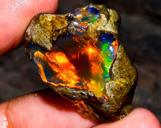 Opal Rough Gemstone, Natural Crystal Opal Rough,Welo Fire Crystal Opal, Flashy Fire Specimens Ethiopian Opal Raw, Oil Opal Rough, 25.00 Cts.