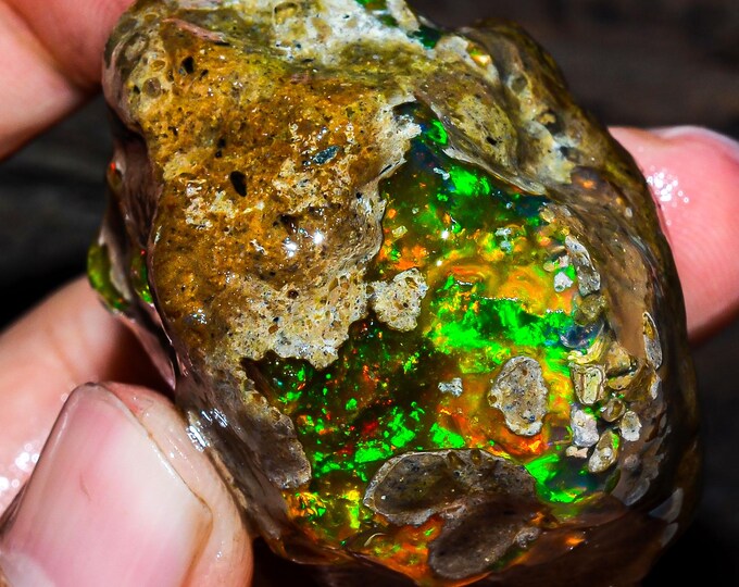 Opal Rough Gemstone, Natural Crystal Opal Rough,Welo Fire Crystal Opal, Flashy Fire Specimens Ethiopian Opal Raw, Oil Opal Rough,234.00 Cts.