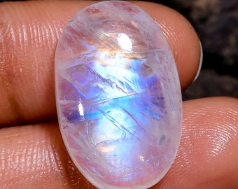 Fantastic Top Grade Quality 100% Natural Rainbow Moonstone Oval Shape Cabochon Loose Gemstone For Making Jewelry 22X14X5 MM 15.50 Ct KR38-61