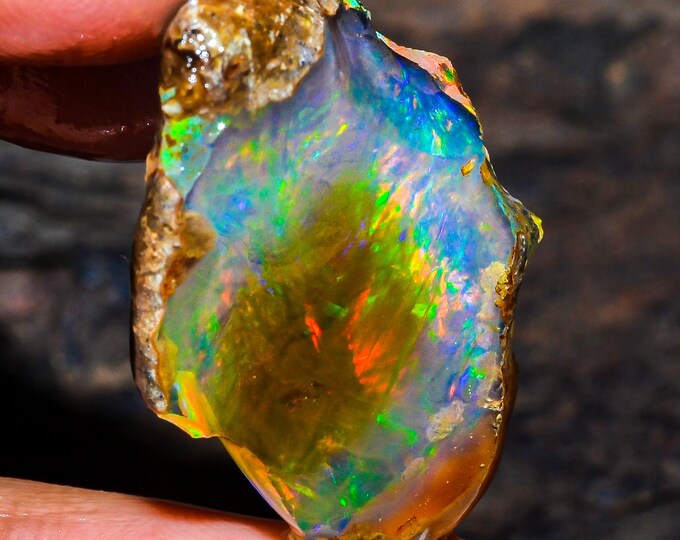 Opal Rough Gemstone, Natural Crystal Opal Rough,Welo Fire Crystal Opal, Flashy Fire Specimens Ethiopian Opal Raw, Oil Opal Rough, 13.00 Cts.