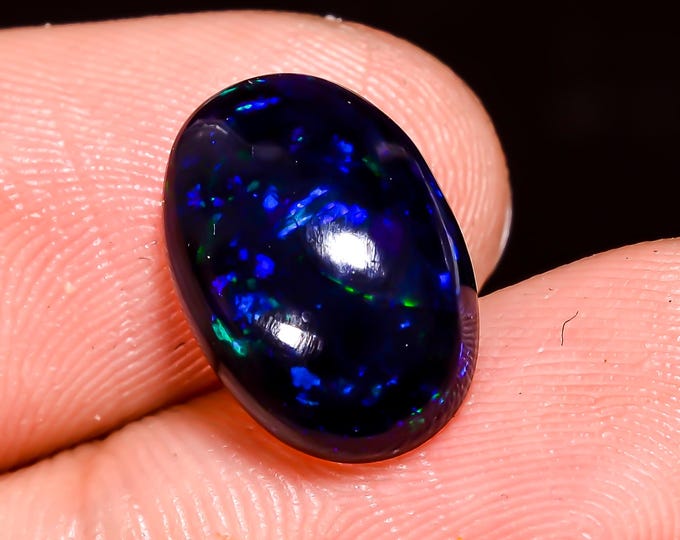 Natural Fire Black Ethiopian Opal Oval Gemstone 13x9x5 MM 3.00 Ct