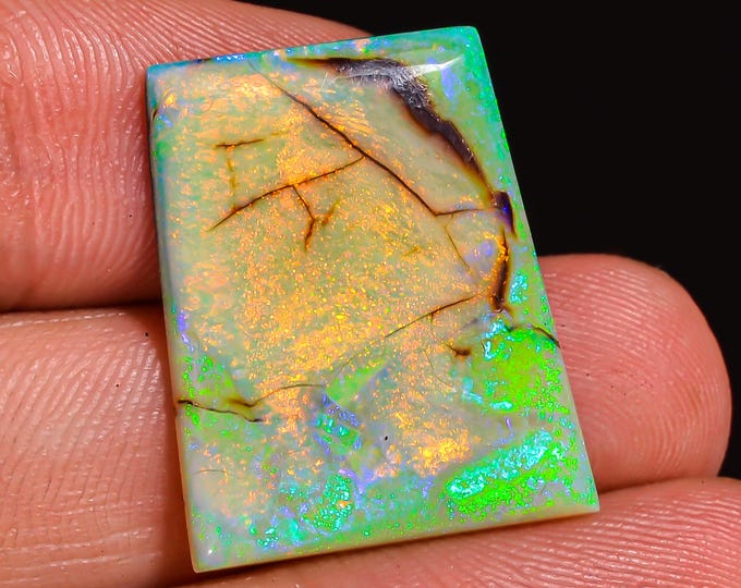 Monarch Opal Sterling Fine Opal Gems Fancy Shape Cabochon Loose Gemstone For Making Jewelry 23X18X3 MM 08.00 Cts. KR43-9