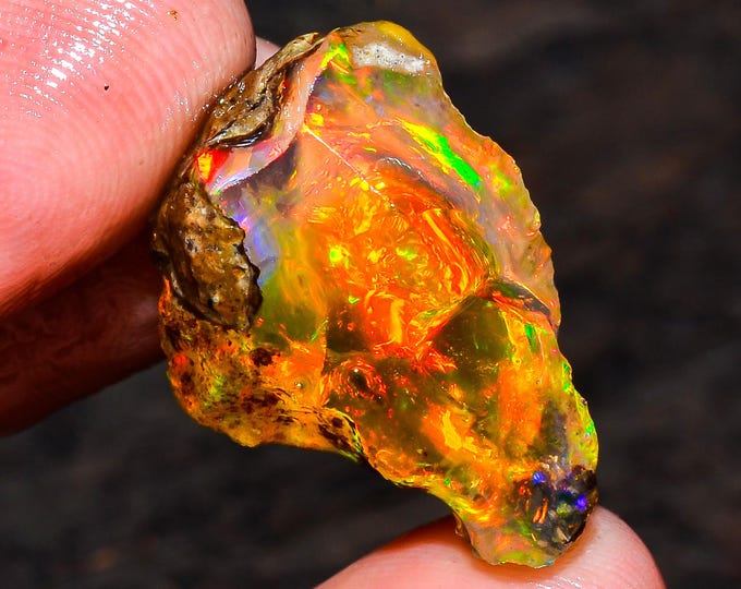 Opal Rough Gemstone, Natural Crystal Opal Rough,Welo Fire Crystal Opal, Flashy Fire Specimens Ethiopian Opal Raw, Oil Opal Rough, 16.50 Cts.