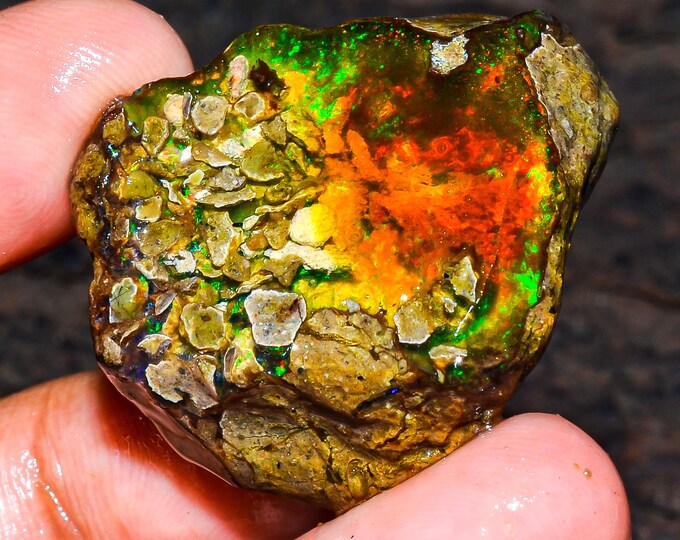 Opal Rough Gemstone, Natural Crystal Opal Rough,Welo Fire Crystal Opal, Flashy Fire Specimens Ethiopian Opal Raw, Oil Opal Rough, 55.50 Cts.