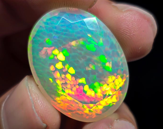 Gorgeous Top Grade Quality 100% Natural White Ethiopian Opal Oval Shape Cabochon Gemstone For Making Jewelry 24X18X7 MM 19.00 Cts.