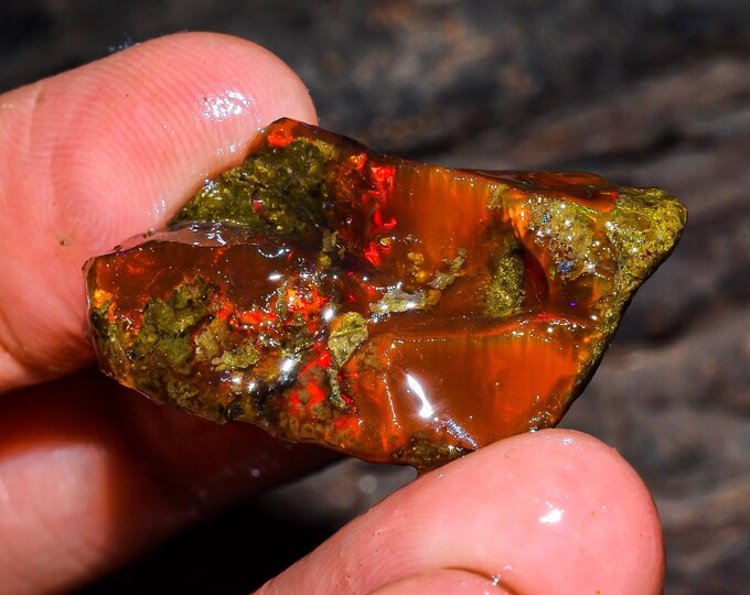 Opal Rough Gemstone, Natural Crystal Opal Rough,Welo Fire Crystal Opal, Flashy Fire Specimens Ethiopian Opal Raw, Oil Opal Rough, 22.50 Cts.
