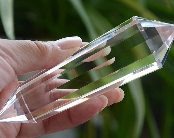 Real Tibetan Himalayan  High Altitude 99% Clear 13 Sided Crystal Point Quartz Vogel Wand 6.29 Inch Spiritual Reiki Healing