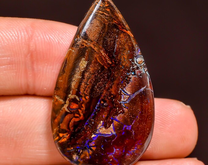 Stunning Top Grade Quality 100% Natural Boulder Opal Pear Shape Cabochon Loose Gemstone For Making Jewelry 37X21X5 MM 40.50 Cts. KR44-56