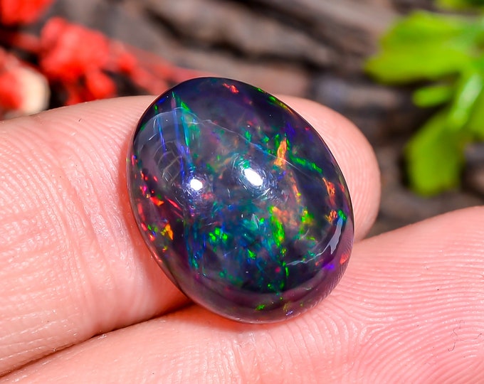 Dazzling Top Grade Quality 100% Natural Black Ethiopian Opal Oval Shape Cabochon Gemstone For Making Jewelry 17X14X8 MM 09.00 Cts. KR40-30