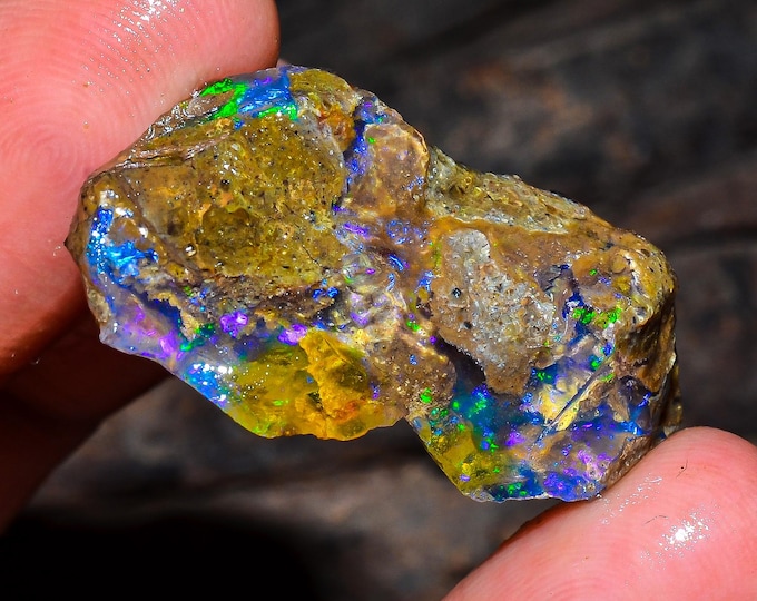 Opal Rough Gemstone, Natural Crystal Opal Rough,Welo Fire Crystal Opal, Flashy Fire Specimens Ethiopian Opal Raw, Oil Opal Rough, 24.50 Cts.