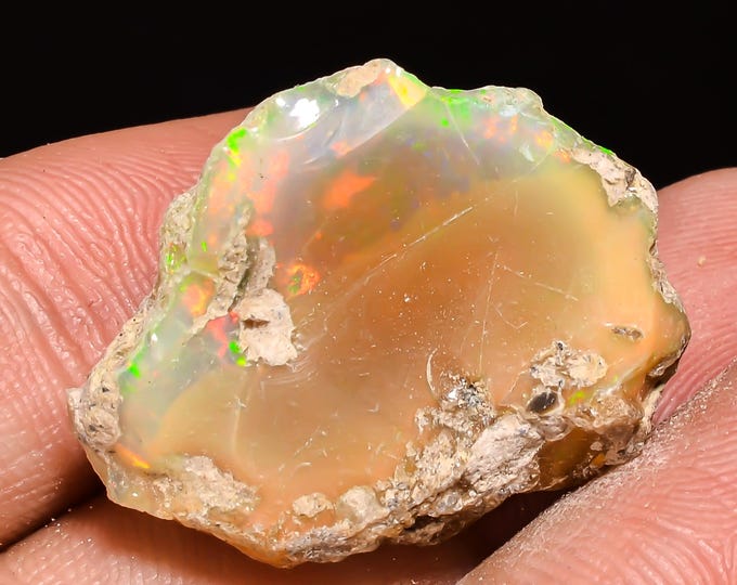 28.00 Cts. 100% Natural Welo Fire Ethiopian Opal Rough Loose Gemstone  25x20x12 MM