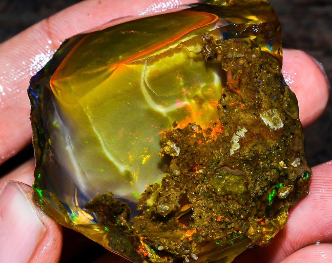 Opal Rough Gemstone, Natural Crystal Opal Rough,Welo Fire Crystal Opal, Flashy Fire Specimens Ethiopian Opal Raw, Oil Opal Rough,310.50 Cts.