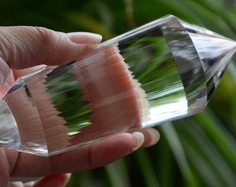 Hand Cut Tibetan Himalayan Quartz Vogel Wand: 56 Sided Reiki Healing Crystal