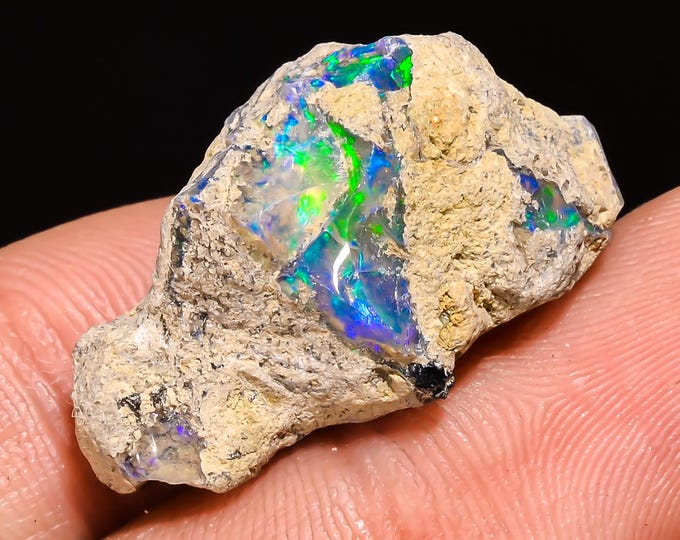 22.00 Cts. 100% Natural Welo Fire Ethiopian Opal Rough Loose Gemstone  26x16x14 MM