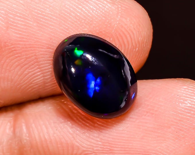 Natural Fire Black Ethiopian Opal Oval Gemstone 10x8x5 MM 2.5 Ct