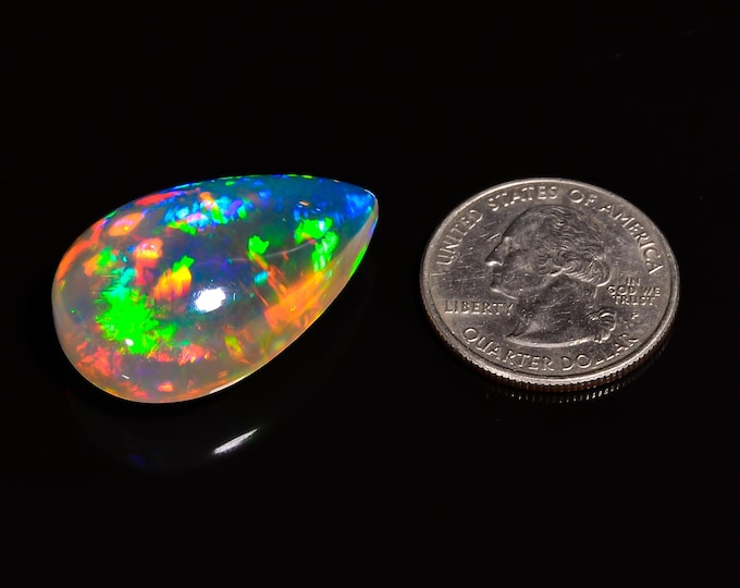 Crystal Opal AAA+++ Quality 100% Natural White Ethiopian Opal Pear Shape Cabochon Gemstone For Making Jewelry 32X21X13 MM 43.50 Cts. KR44-3