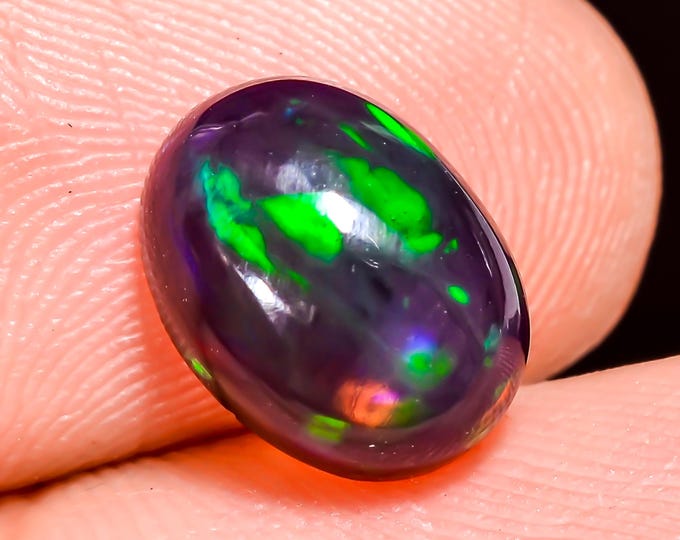 Natural Fire Black Ethiopian Opal Oval Gemstone 10x07x04 MM 02.00 Ct
